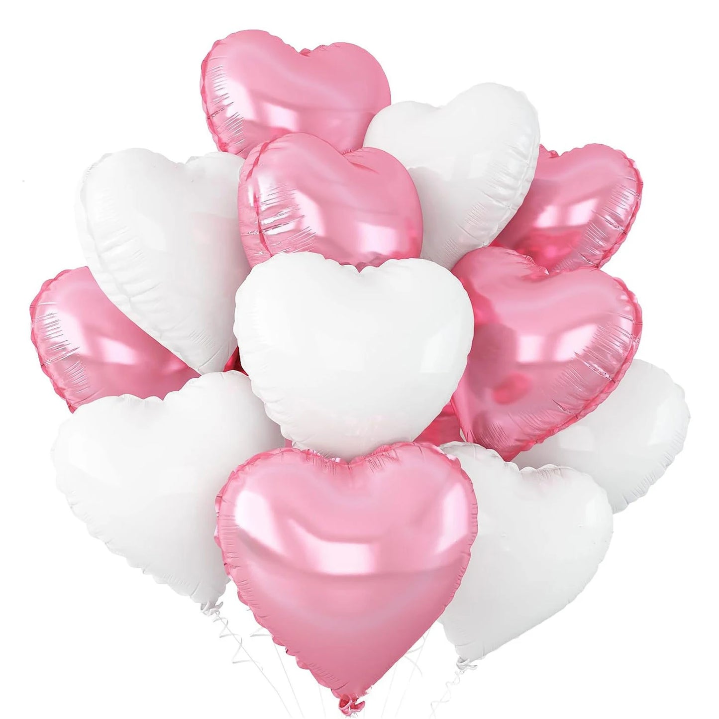 12 Stück babyrosa cremeweiße herzförmige Folienballons 18 Zoll Herzballon für Geburtstag, Jahrestag, Hochzeit, Valentinstag, Party