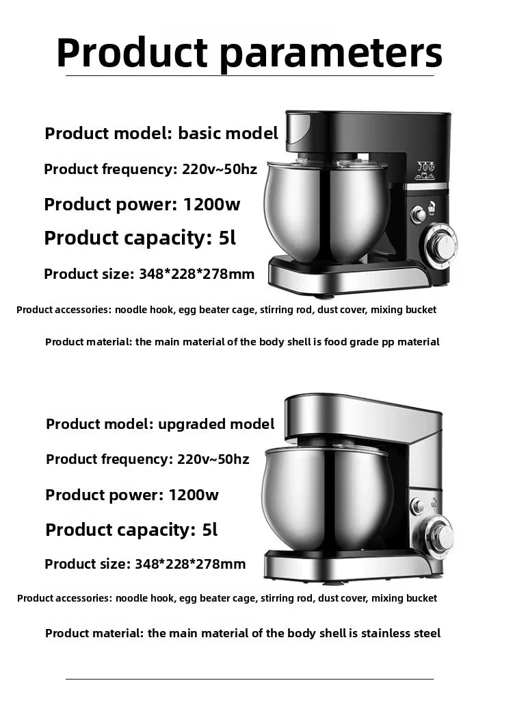 220V Household Electric Dough Mixer Automatic Home Mixer Egg Beater, Kneading Machine, Blender Kitchen Stand Mixer