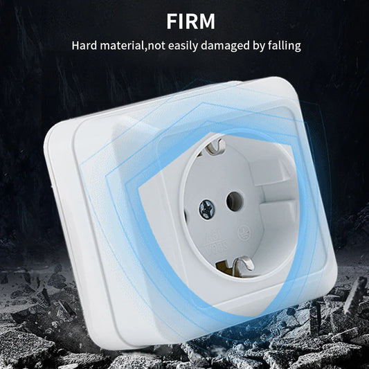 WESA Weiße Wandsteckdose, EU-Standard, Steckdose, Boden, Vintage-Oberfläche, Steckdose, Stecker, flammhemmender Kunststoff.