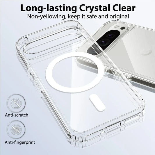 Luxury Transparent Magsafe Magnetic Case for Google Pixel 9A 10 9 8 7 6 Pro 9 Pro XL 8A 7A 6A Wireless Charging Clear TPU Cover.