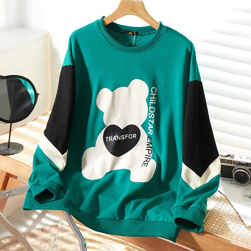 150Kg Plus Größe frauen Fehlschlag 157 Frühling Lose Langarm Rundhals Gedruckt Casual Sweatshirt 6XL 7XL 8XL 9XL 10XL 3-Farben