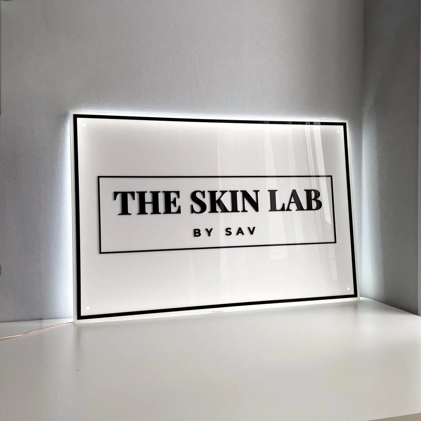 Custom Business Logo LED Sign Backlit Acrylic 3D Rectangle Wall Decor for Beauty Salon Office Company Logo Lighting Signage.
