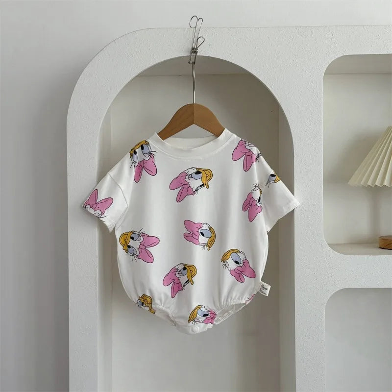 Baby Mädchen Bodys Jungen Neugeborenen Socken Hut 3PCS Kleidung Set Kurzarm Cartoon Daisy Donald Duck Infant Bodys K594-2.