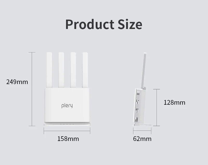 Plery 4G LTE Router 300Mbps WiFi6 Router Plug And Play 2.4G 3 RJ45 Ports 5000mAH Battery Backup For Home/Office/Travel