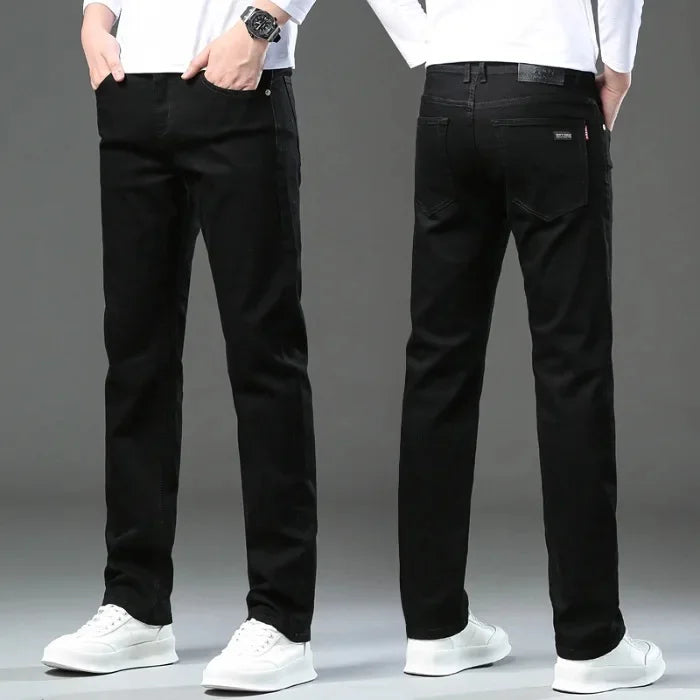 Slim Fit Casual Men's Jeans Youth Straight Leg Regular Business Elastic Long Trousers Autumn New Arrival from Mainland China