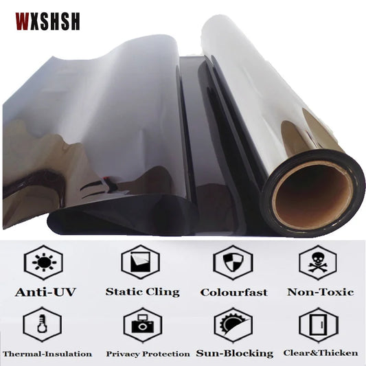 Window Privacy Film One Way Daytime Privacy Static Cling Sun Blocking Anti UV Reflective Window for Home and OfficeBlack Silver.