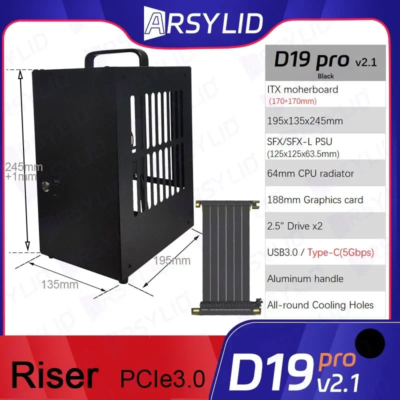 D19 Pro 6.1L A4 Chassis SFX HTPC Mini ITX Game Computer Graphics Card RTX2070 I7 Smallest Independent Display Case Dream D19pro.