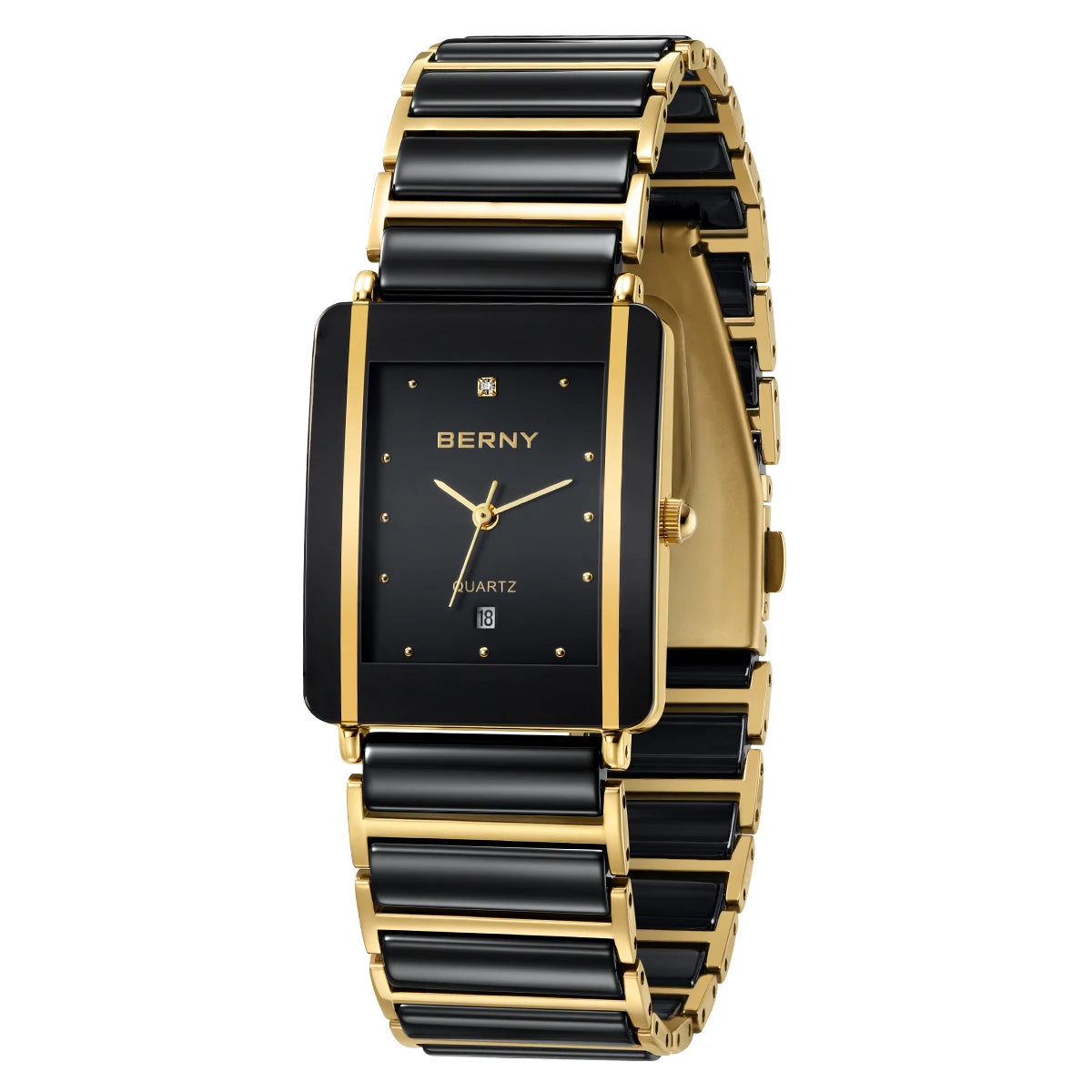 BERNY Ceramics Quartz Women Watch Fashion Rectangle Men/Women Wristwatch Bracelet Luxury Diamon Gold Couple Watches Gift Watches