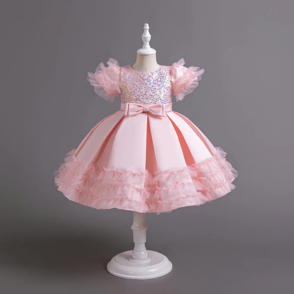 Hetiso Mädchen Pailletten Prinzessin Kleid flauschige Tutu Ärmel Geburtstags feier Leistung Hochzeit Ballkleid Kinder Kleider 3 6 8 10 Jahre