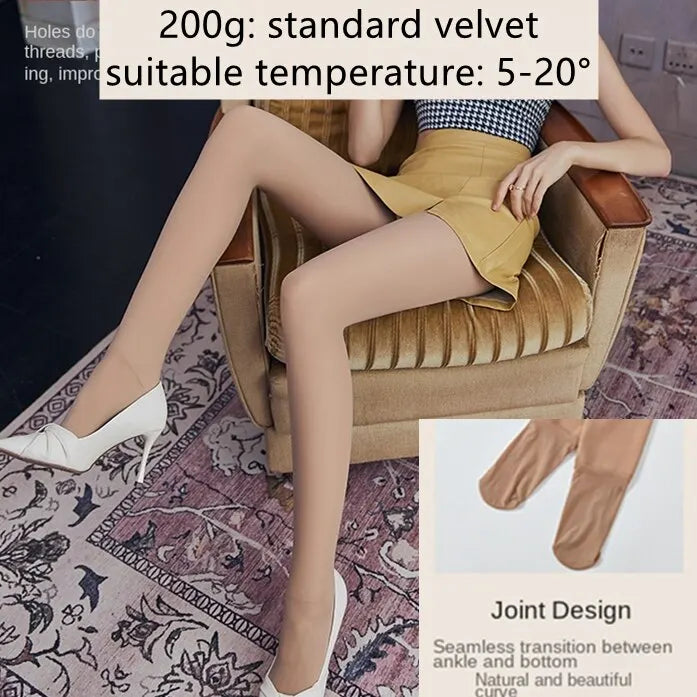 Winter Thermal Pantyhose Women Thicken Stockings Fake Translucent Pantyhose Fleece Lined Tights High Waist Elastic Wool Socks