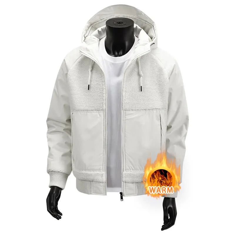 Outdoor Hiking Jacket Winter Fleece Windproof Camping Fishing Hooded Jacket Male Thick Warm Trekking Climbing Skiing Casual Coat