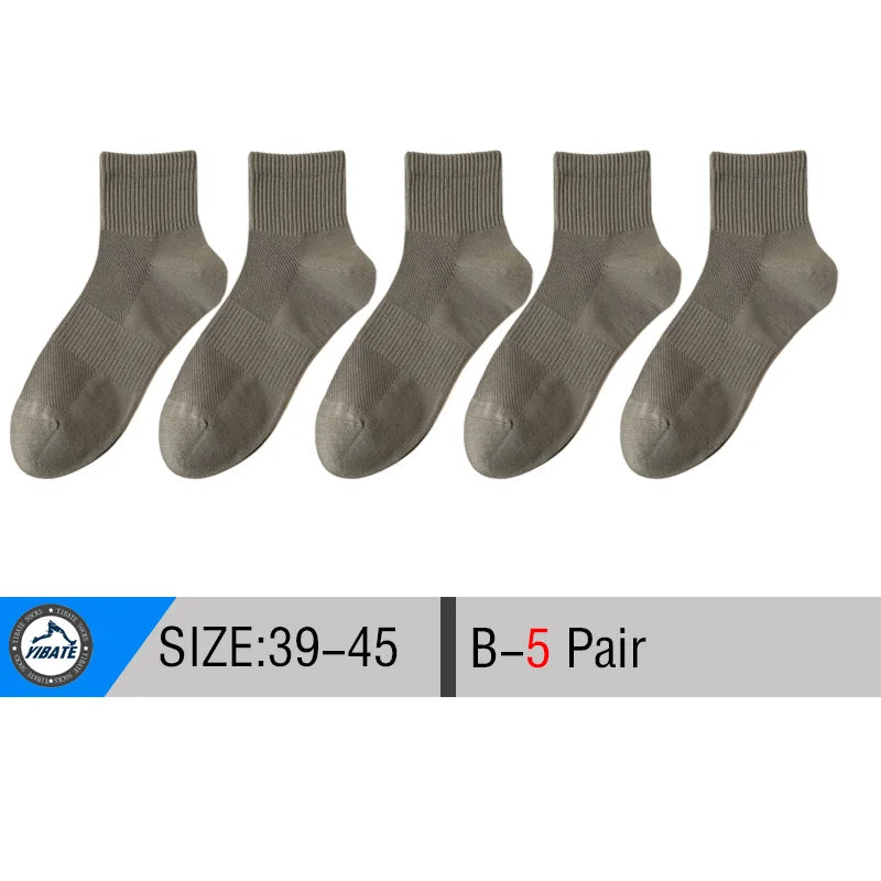 5/10 Pair Men's Cotton Socks High Quality Breathable Mesh Socks Durable Solid Color Casual Socks Fashion Dress Socks Man