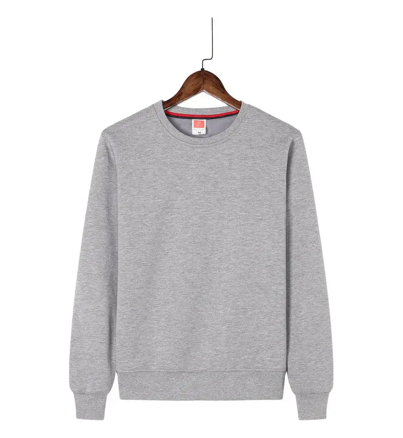 Men's Casual Pullover Custom Printed Embroidery Company Logo Clothing Fashion Winter Warm Sweater Solid Color Sweatshirt 4xl