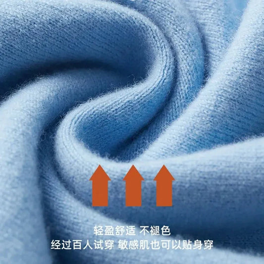 Soft Warm Pullover Cashmere Sweater Men's V Neck Thickened Classic Tops Autumn Winter New Casual Solid Color Knitted Pullover.