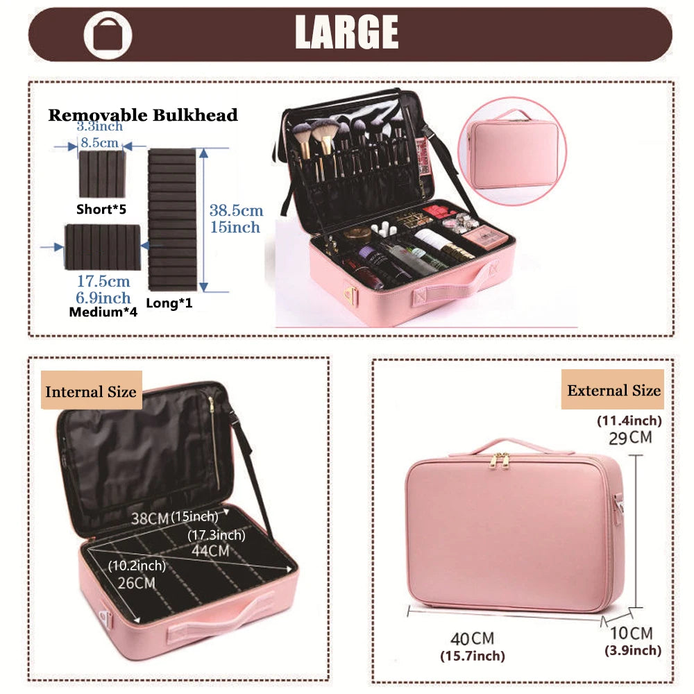 Three-layer Cosmetic Case Large Waterproof Oxford Cloth Manicure Makeup Toolbox,Travel Underwear Storage Box