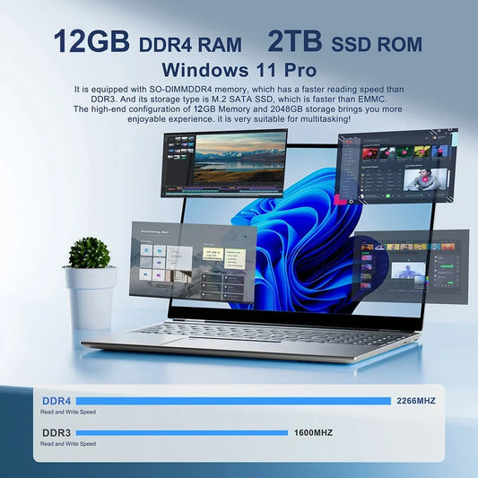 2025 Brand New Laptop Windows 11 Pro Intel i7-7500U Notebook 12GB RAM 1TB 2TB SSD Office Study Laptops Notebook Computers PC.