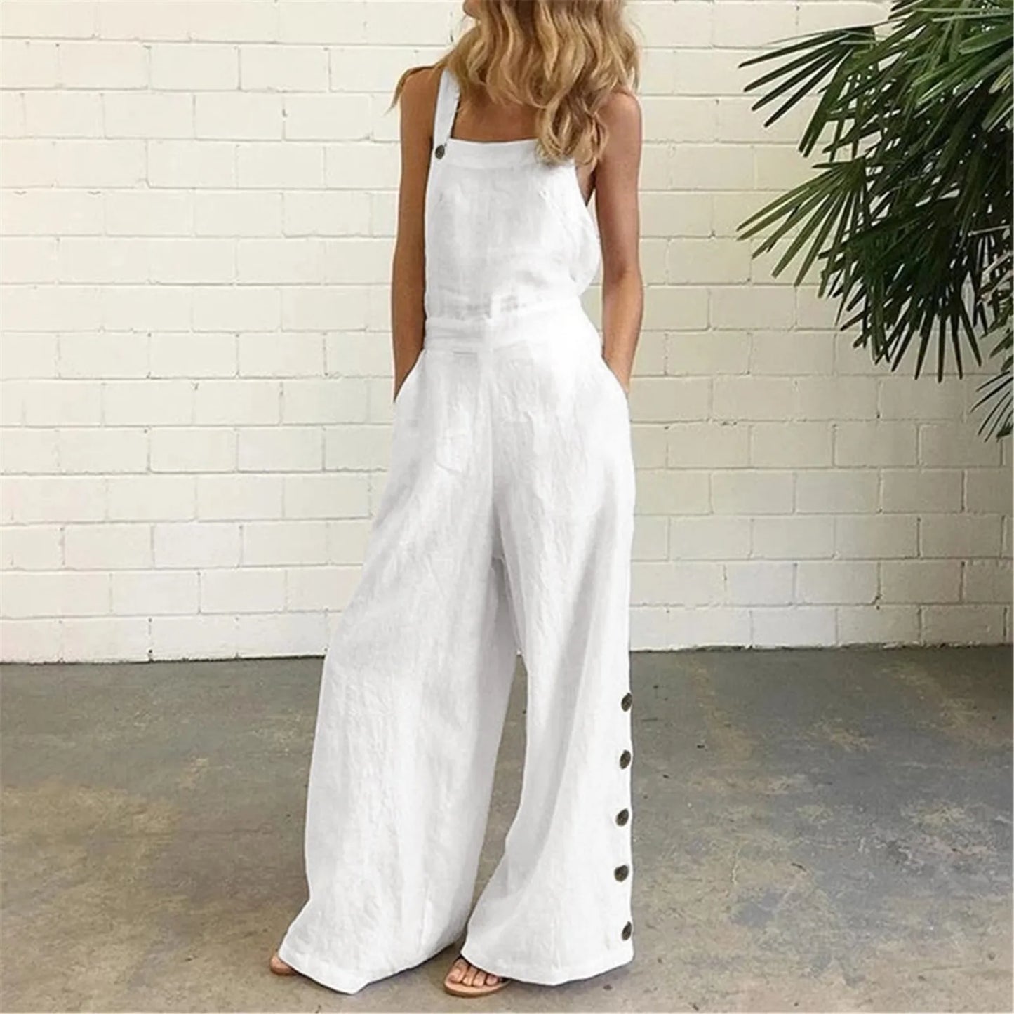 Evening Dresses Outfits Women'S Sleeveless Overalls Jumpsuit Casual Solid Summer Wide Leg Bib Pants Vestidos Verano Moda 2025.