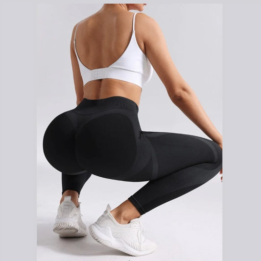 Seamless Breathable High Waisted Contrasting Yoga Pants Women Tight Fitting Hip Lifting Long Striped Sports Suit Long Leggings.