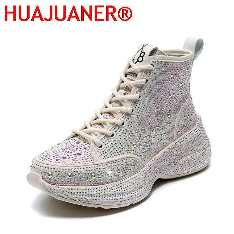 2025 Shiny Rhinestones Thick Sole Autumn Winter Short Ankle Women Boots Women's Shoes for Woman Booties Boots for Women