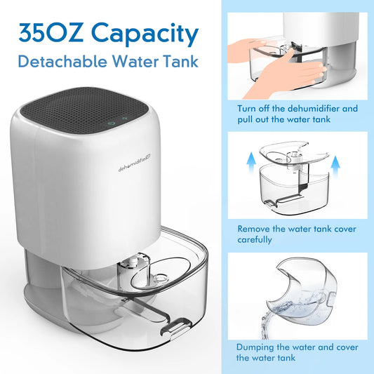 1000ML Air Dehumidifier for Bedroom Home Appliances with Air Filter 280 sq. ft Mini Portable Utral Quiet Auto Shut Off Closet.