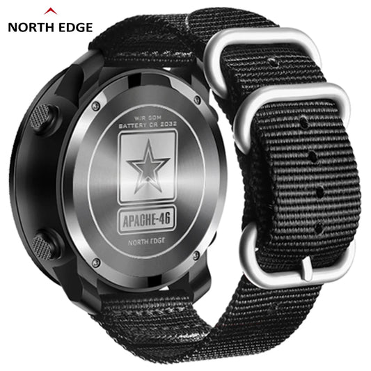 NORTH EDGE APACHE-46 Men Digital Watch Outdoor Sports Running Swimming Outdoor Sport Watches Altimeter Barometer Compass WR50M.