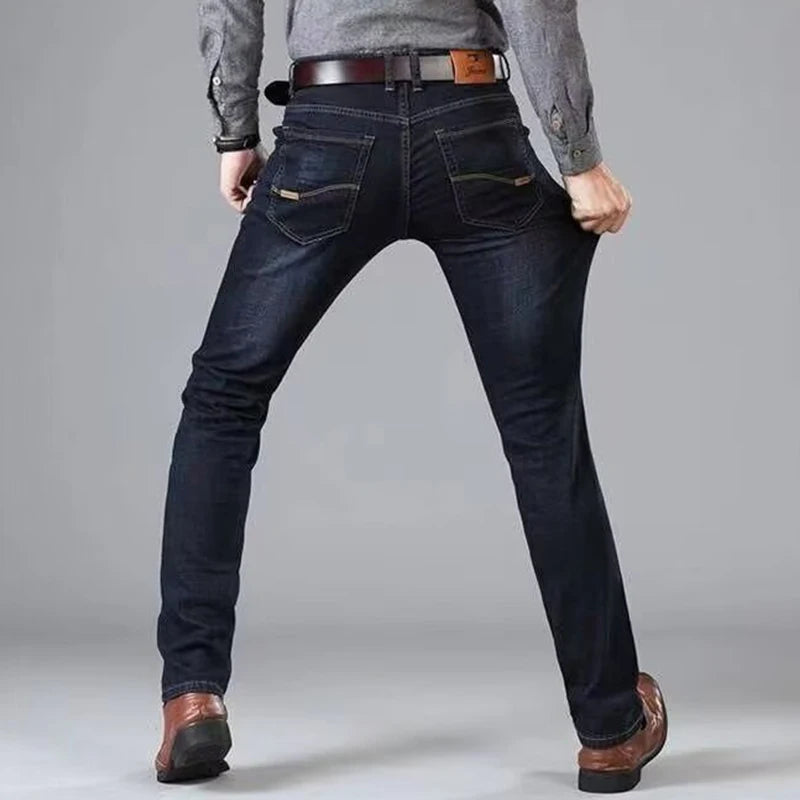 2024 new spring and autumn men straight leg simple casual commuting jeans trend fashion everything zipper design pants.