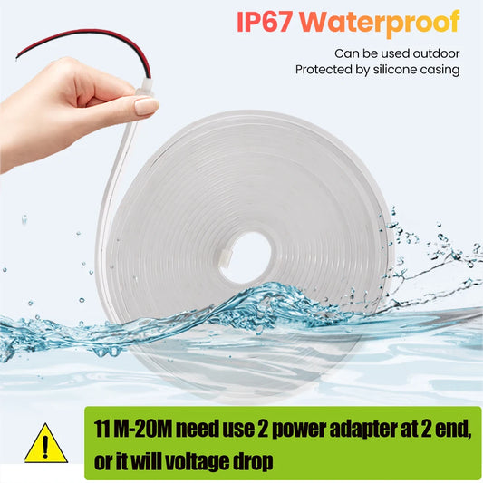 IP67 Waterproof DC 24V Neon Strip TV BackLight White/Blue/Pink/Yellow/Green Home Decor Silicon Tube LED Light 1M 5M 10M 20M.