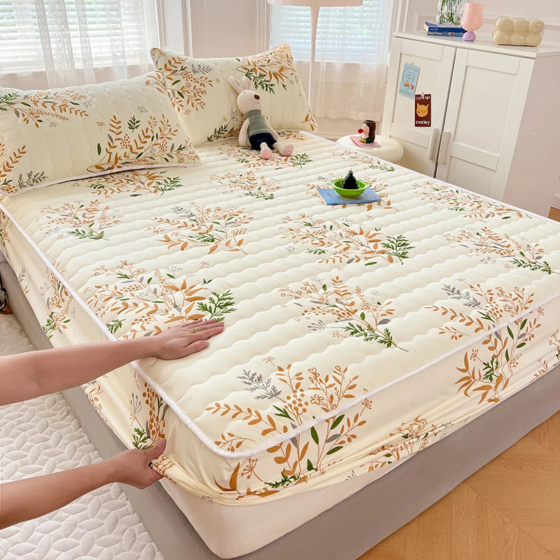 Quilted Mattress Cover For Kids Single/Double Size Rabbit Printing cubre colchón 200X220cm Anti-Mite 매트리스커버 Queen/King Size 매트리스