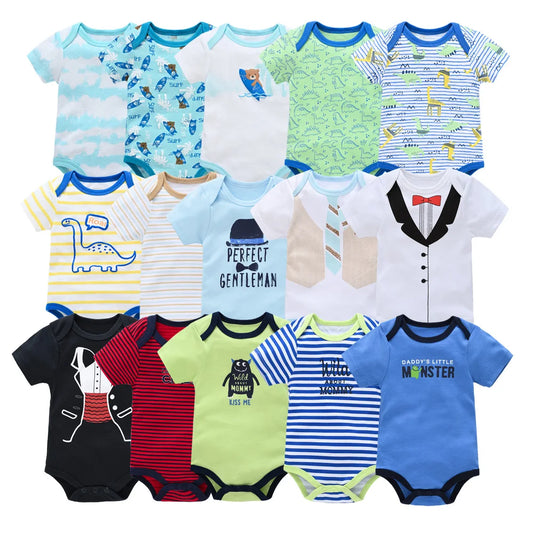 3 Teile/satz Neue Baby Jungen Kleidung Sommer 100% Baumwolle Blau Grau Krawatte Drucken Drei Stück Kurzarm Body vetements bebe Für 0-12M.