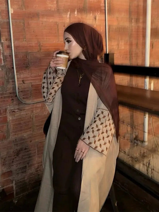 Open Muslim Kimono Abaya Dubai Elegant Kaftan Modest Dress Abayas For Women Islam Caftan Marocain Robe Arabe Femme Musulmane.