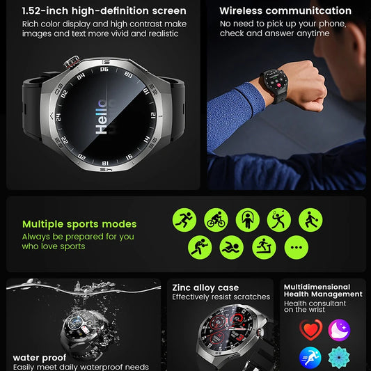 2025New For Android and ios Smart Watch Men AMOLED Screen GPS Motion trajectory Heart Rate Bluetooth Calls SmartWatch Waterproof.