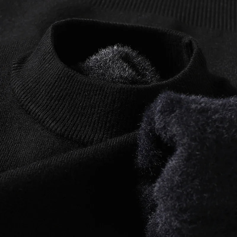 Knitwear Sweater New Autumn/Winter Mock Neck Sweatshirts Solid Color Pullovers Man Brand Casual Mens Clothing