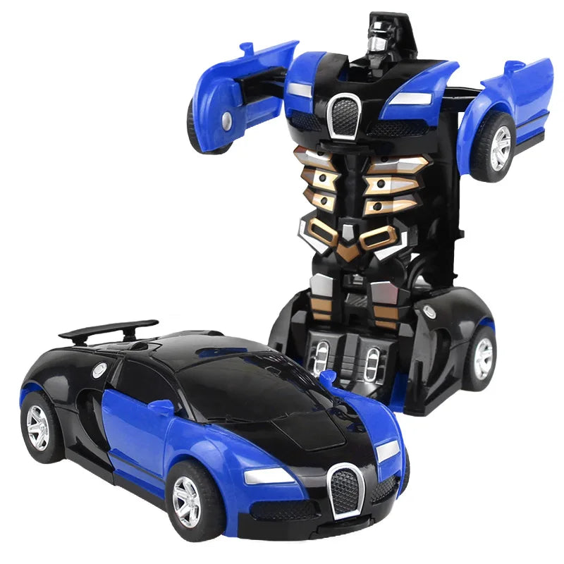2 in 1 One-key Collision Deformation Car Toys Automatic Transformation Robot Plastic Vehicles Boys Toy Model Car Kids Baby Gift.