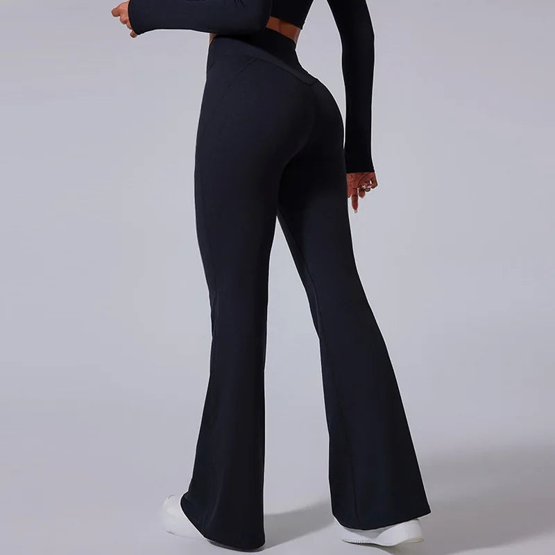 Cloud Hide Blue Sports Leggings Plus Size Long Yoga Pants Women Gym Fitness Running Flared Trousers High Waist Workout Tights