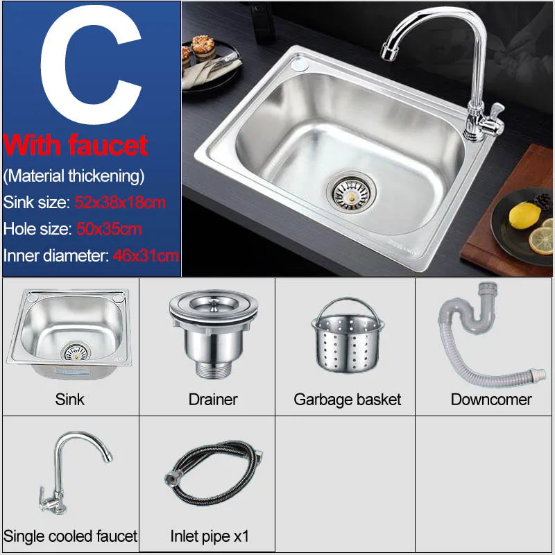 Verdickter Einzelschlitz aus Edelstahl 304 mit Halterung zum Aufhängen an der Wand, Waschbecken, Balkonbecken, Küchenwaschbecken, Waschbecken