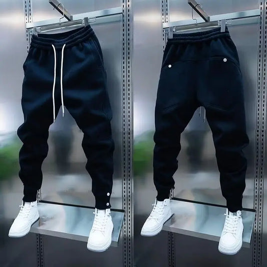 Solid Slim Fit Trousers Men's Casual Pants Loose Pockets Straight Cylinder Leggings Korean Fashion Harajuku Sweatpants y2k pant.