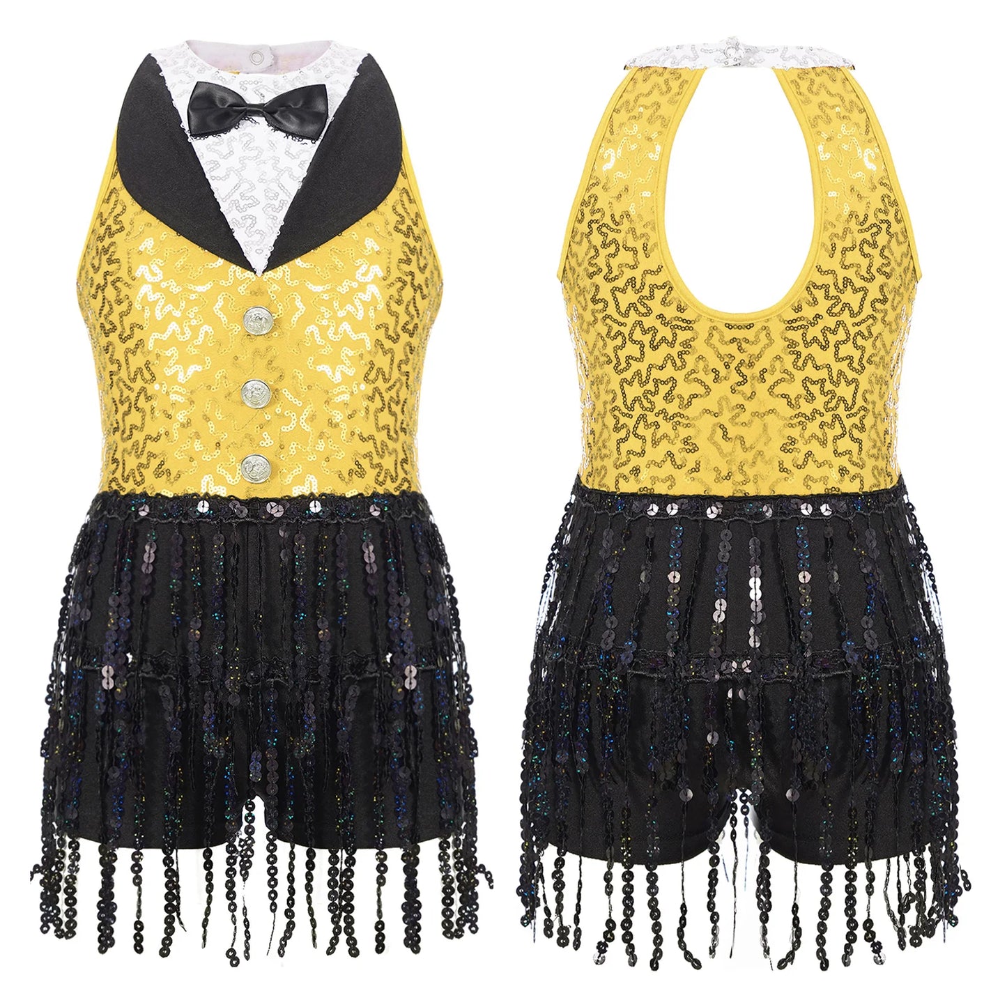 Kind Mädchen Ärmellose Glänzende Pailletten Quaste Boyshorts Kleid Latin Jazz Dance Cha-cha Samba Bühne Leistung Kostüm Dancewear