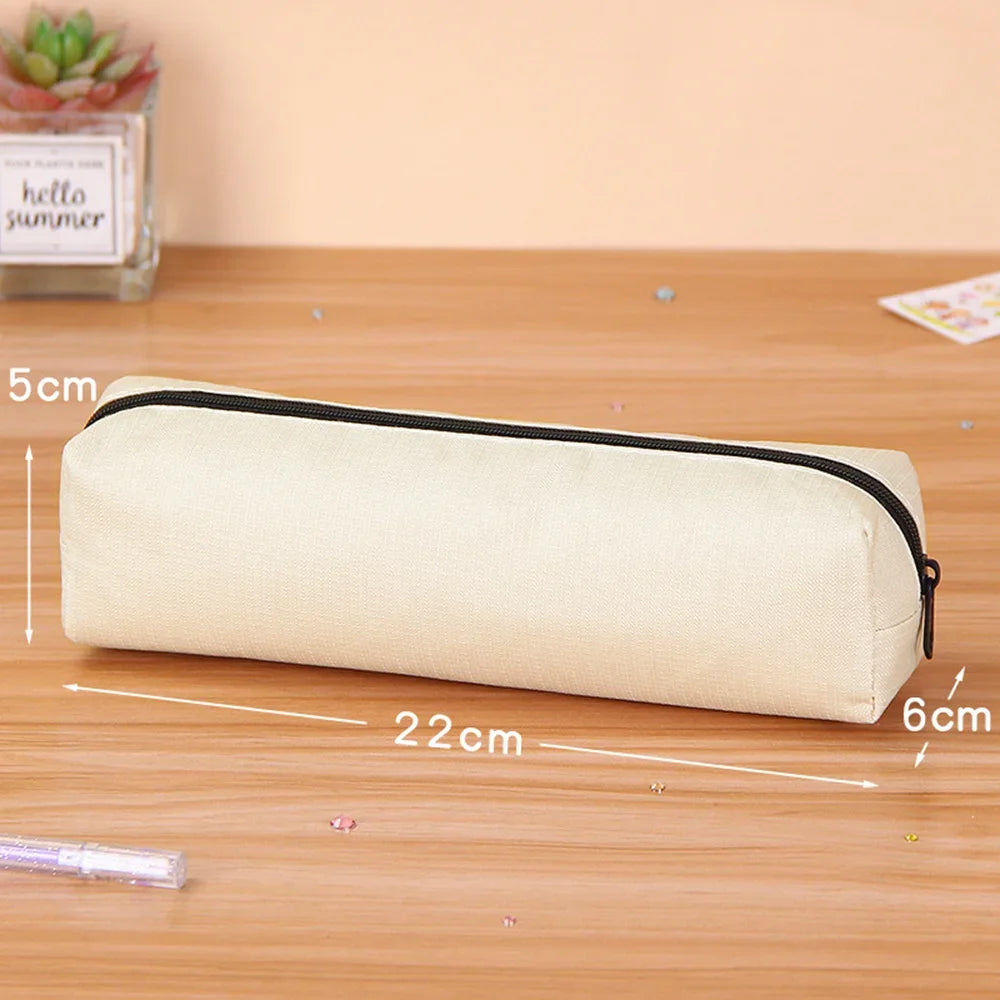 Solid Color Pencil Case Simple Pencil Bags For Student New Stationery School Supplies Kids Gift Zipper Big Cosmetic Bag