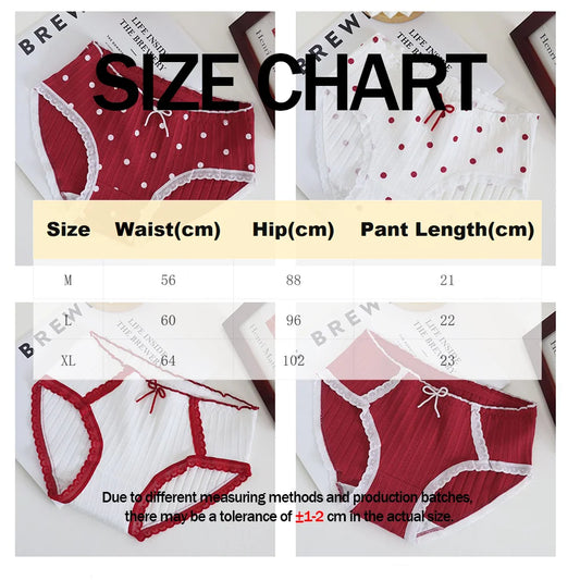 3pcs Cotton Women's Panties Sweet Cute Printed Student Mid-Waist Underwear Fashionable Breathable Girls Daily Briefs.