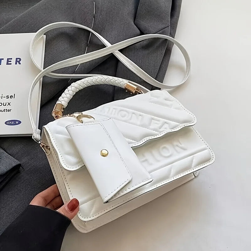 1pc Trendy Quilted Handbag with Adjustable Strap, Stylish Black Shoulder Purse for Women with Mini Coin Pouch, Crossbody Purse.