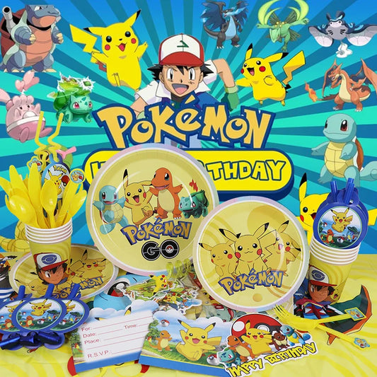 Pokemon Geburtstag Party Dekoration Neue Ligntning Pikachu Ballon Kid Event Liefert Einweg Geschirr Banner Hintergrund Platte.