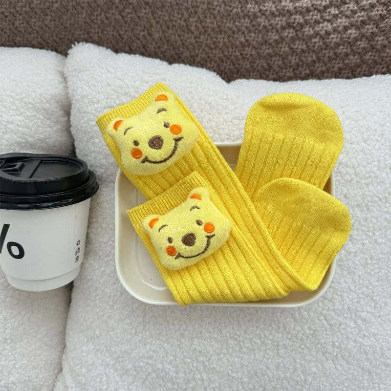 Cartoon gelber Bär gestreifter Body Frühling Herbst weiche Baumwolle Baby kleidung Overall Neugeborene Kleidung K6181-1