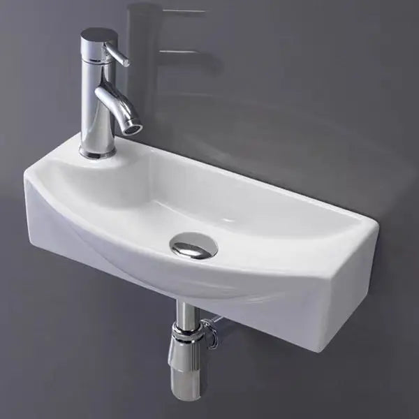 Einfache Installation, wandmontiertes Keramik-Badezimmerwaschbecken für kleine Räume