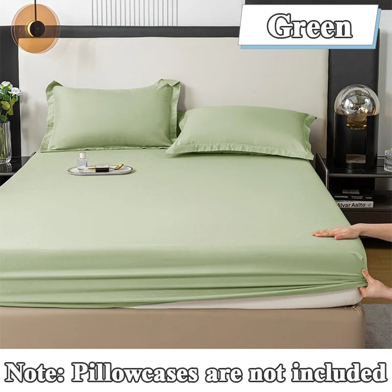 1Pc Fitted Bed Sheet With Elastic Band Solid Color Anti-slip Adjustable Mattress Cover for Single Double (No Pillowcase)