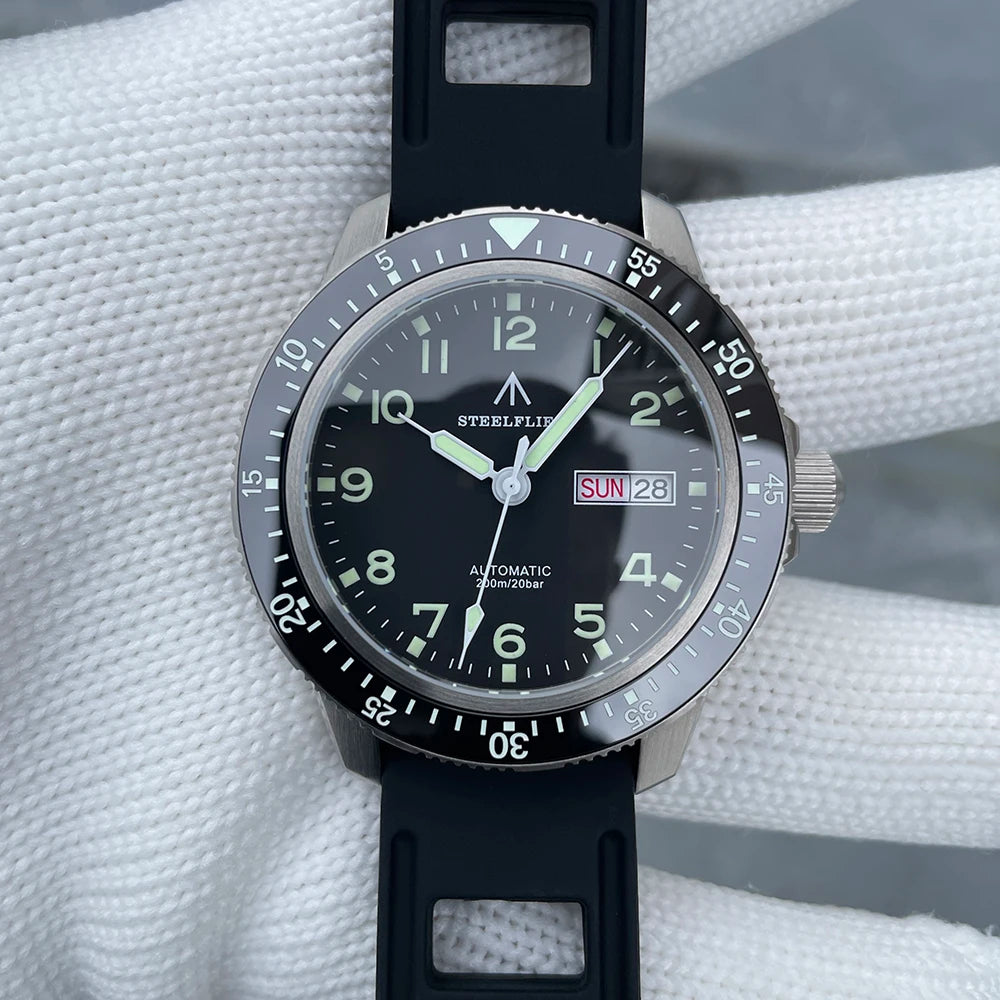 STEELFLIER Official SF787 Dive Luxury Wristwatches Double Calendar NH36 Movement Super Luminous 200M Waterproof Mechanical Watch