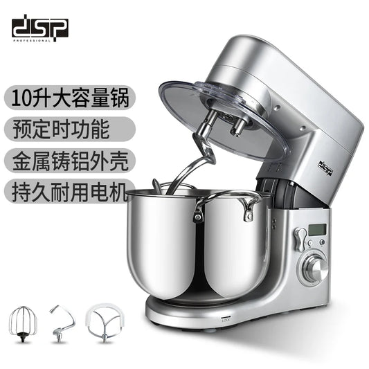 Houselin Stand Mixer, 10L Brush Stainless Steel Bowl, Suitable for Most Home Cooks, Silver Grey.
