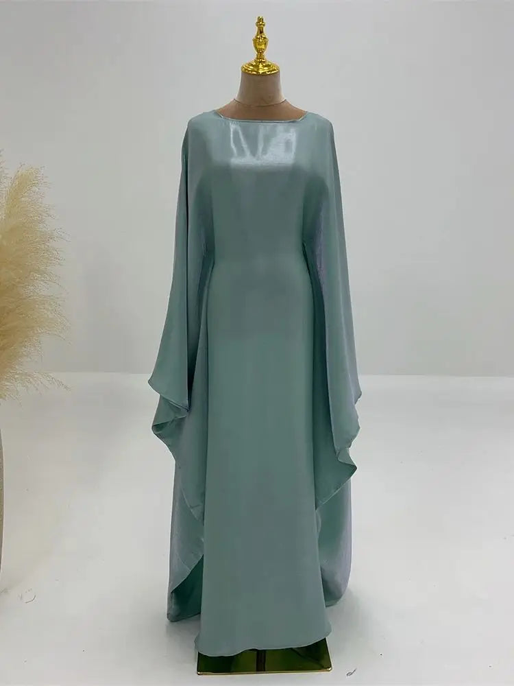 Ramadan Eid Satin Batwing Butterfly Abaya Dubai Luxury 2024 Muslim Maxi Kaftan Dress Abayas For Women Kebaya Robe Femme Vestidos