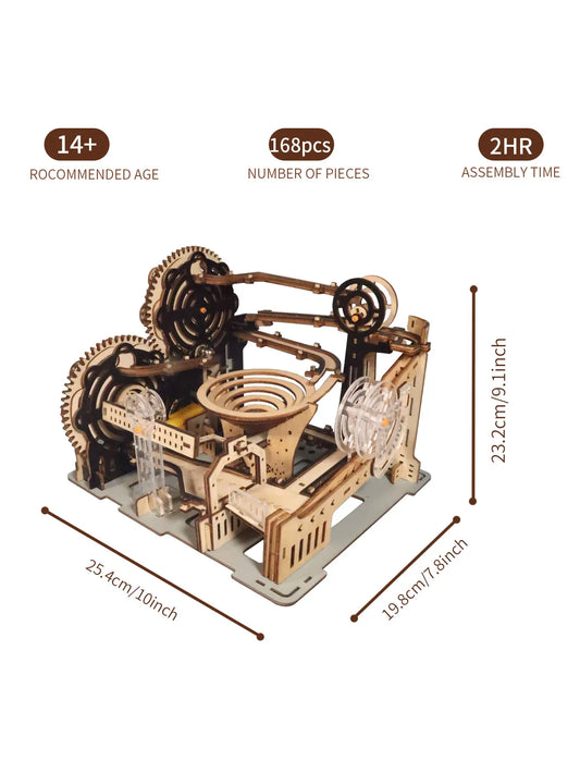Electric 3D Wooden Puzzles Marble Run Model Kits Brain Teaser Puzzle DIY handmade Christmas gift.