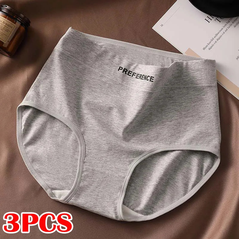 FallSweet 3PCS Seamless Women High Waist Briefs Panties Breathable Cotton Underwear Female Sexy Underpants Large Size Lingerie