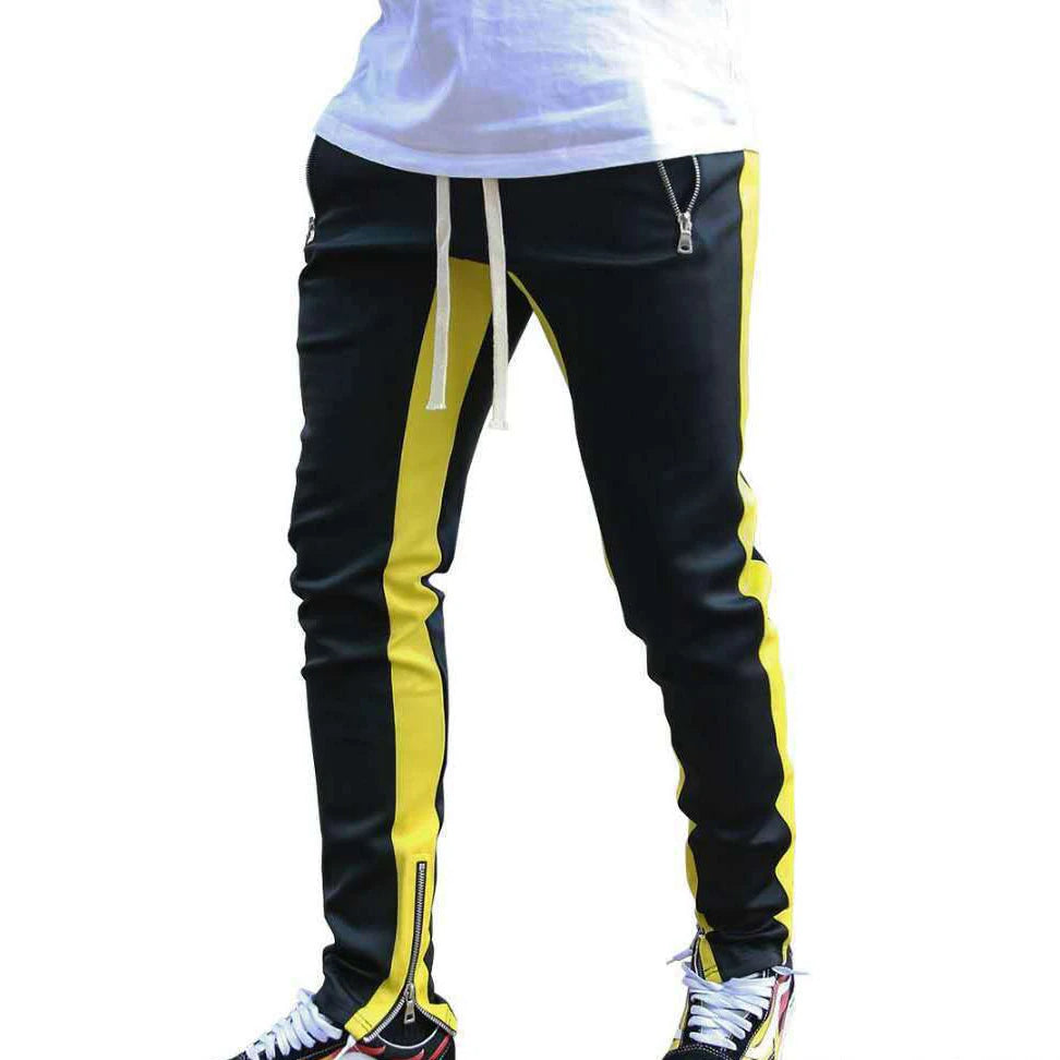 2024 New Sports Casual Pants Low Feet Zip Pocket Cotton Summer Pants Casual Men's Sports Pants Running Pants Splice Stripe Gym.